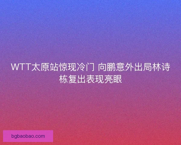 WTT太原站惊现冷门 向鹏意外出局林诗栋复出表现亮眼